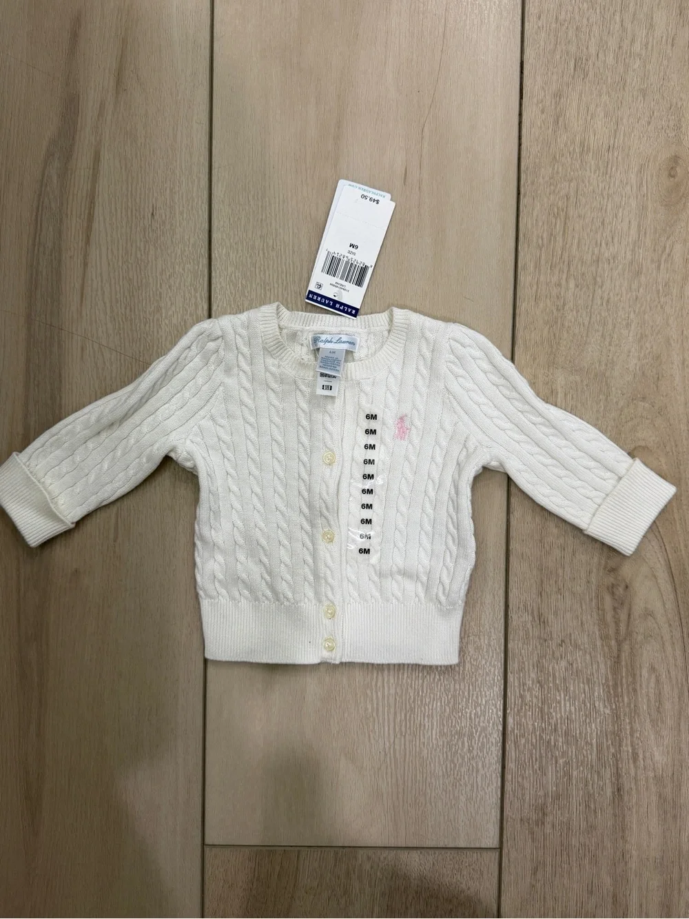 Ralph Lauren Ivory Cable-Knit Baby Cardigan